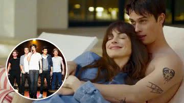 Cena do filme "Uma Ideia de Você" (2024) e integrantes da One Direction - Reprodução/YouTube/PrimeVideo Brasil e Kevin Kane/Getty Images