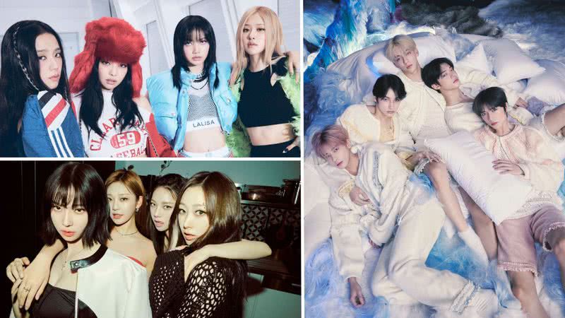 BLACKPINK, aespa e TXT - Divulgação/BigHit Music//SM Entertainment/ Yg Entertainment